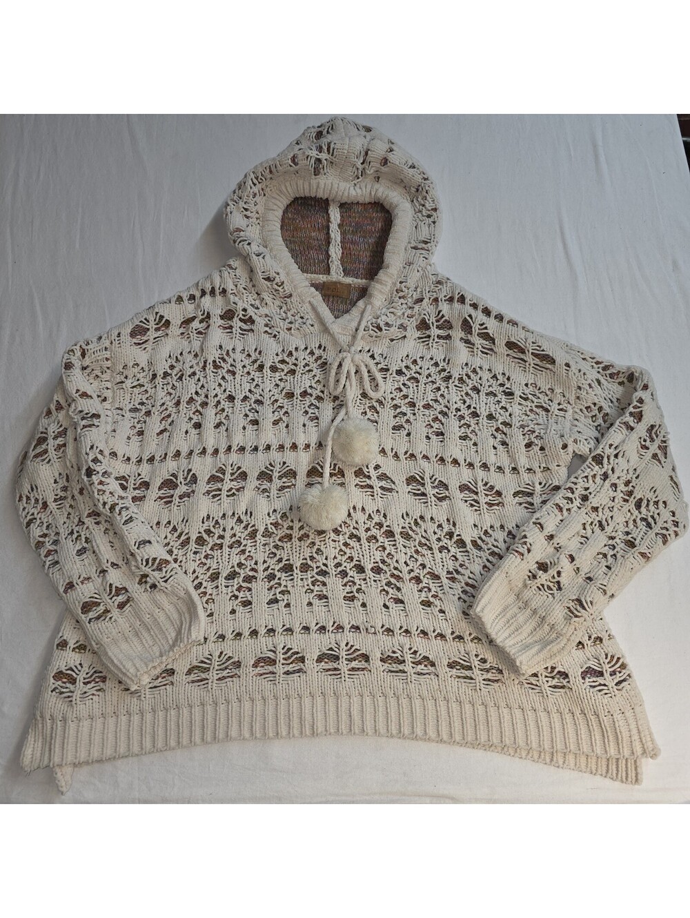 POL Chenille Hooded Open Knit Sweater-Large -Oversized Super Soft